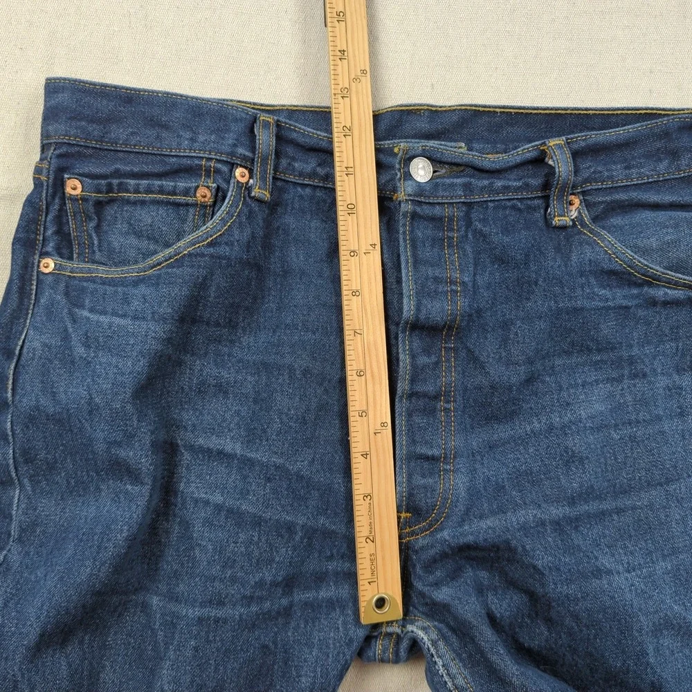 Levis 501 Jeans  Mens 38x32 Blue Button Fly Western Faded Classic American Hem